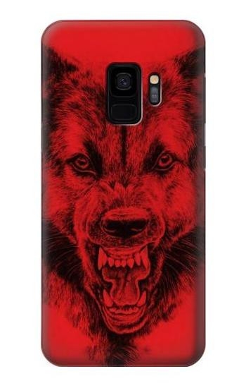 S1090 Red Wolf Etui Coque Housse pour Samsung Galaxy S9