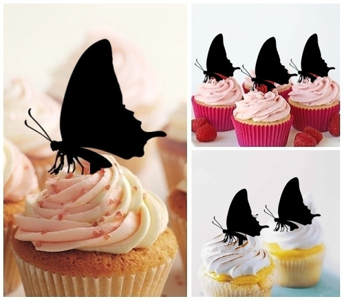TA0002 Butterfly Cupcake Toppers Acrylique De Mariage Joyeux anniversaire pour Gâteau Partie Décoration 10 Pièces