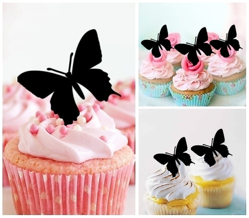 TA0003 Butterfly Cupcake Toppers Acrylique De Mariage Joyeux anniversaire pour Gâteau Partie Décoration 10 Pièces