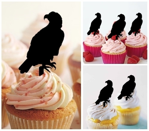 TA0096 Hawk Osprey Cupcake Toppers Acrylique De Mariage Joyeux anniversaire pour Gâteau Partie Décoration 10 Pièces