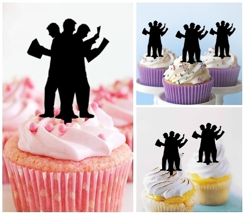 TA0099 Men At Work Cupcake Toppers Acrylique De Mariage Joyeux anniversaire pour Gâteau Partie Décoration 10 Pièces