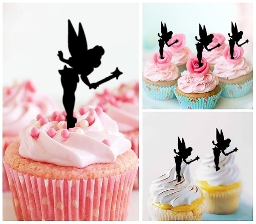 TA0153 Tinkerbell Fairy Magic Sparkles Cupcake Toppers Acrylique De Mariage Joyeux anniversaire pour Gâteau Partie Décoration 10 Pièces