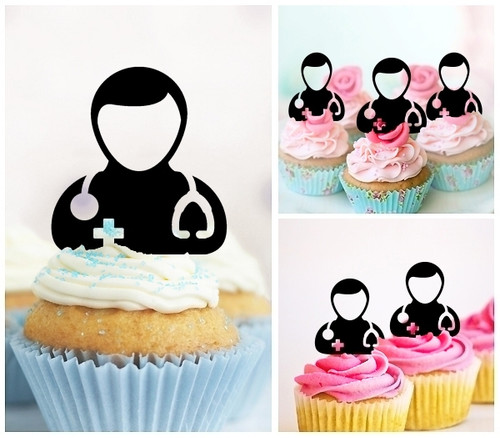 Ta0612 Medical Bag Cupcake Toppers Acrylique De Mariage Joyeux Anniversaire Pour Gateau Partie Decoration 10 Pieces