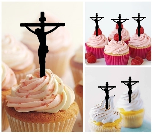 TA0476 Jesus Cupcake Toppers Acrylique De Mariage Joyeux anniversaire pour Gâteau Partie Décoration 10 Pièces