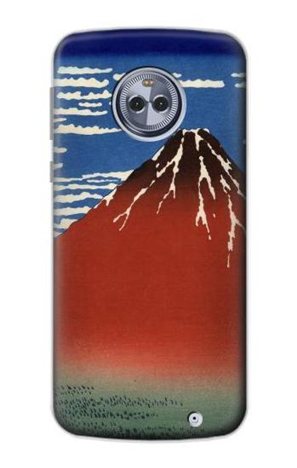 S2390 Katsushika Hokusai Red Fuji Etui Coque Housse pour Motorola Moto X4