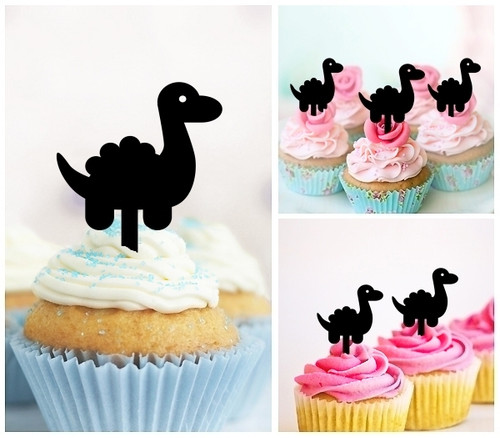 TA0535 Cartoon Dinosaur Cupcake Toppers Acrylique De Mariage Joyeux anniversaire pour Gâteau Partie Décoration 10 Pièces