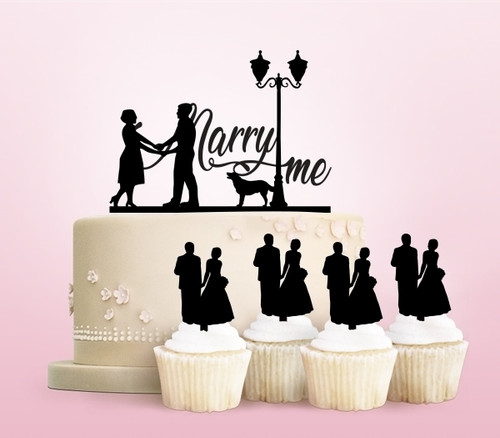 TC0006 Marry Me Cake Cupcake Toppers Acrylique De Mariage Joyeux pour Gâteau Partie Décoration 11 Pièces