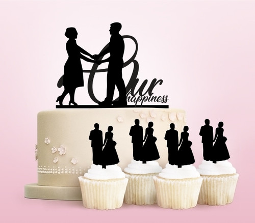 TC0008 Our Happiness Cake Cupcake Toppers Acrylique De Mariage Joyeux pour Gâteau Partie Décoration 11 Pièces