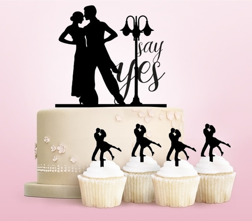TC0018 Marriage Proposal Say Yes Cake Cupcake Toppers Acrylique De Mariage Joyeux pour Gâteau Partie Décoration 11 Pièces