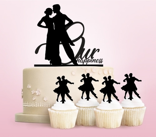 TC0023 Our Happiness Cake Cupcake Toppers Acrylique De Mariage Joyeux pour Gâteau Partie Décoration 11 Pièces