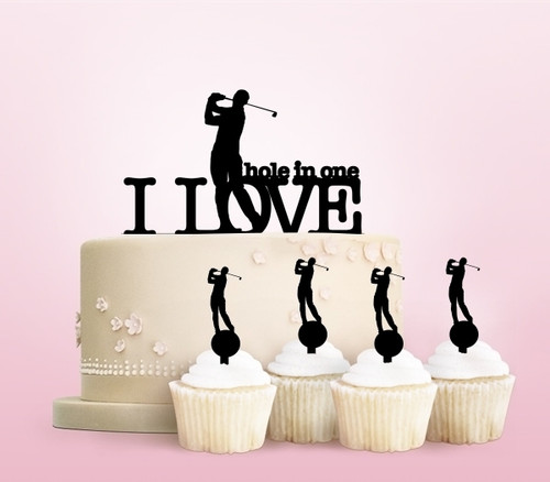 TC0030 Golf I Love Hole in One  Cake Cupcake Toppers Acrylique De Mariage Joyeux pour Gâteau Partie Décoration 11 Pièces