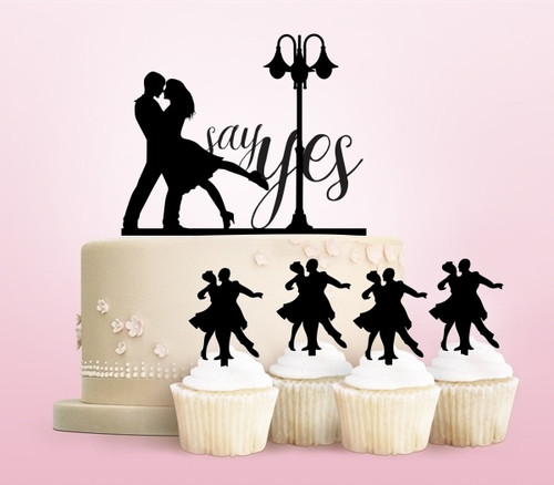 TC0031 Marriage Proposal Say Yes Cake Cupcake Toppers Acrylique De Mariage Joyeux pour Gâteau Partie Décoration 11 Pièces