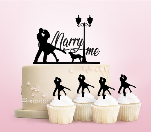 TC0035 Marry Me Cake Cupcake Toppers Acrylique De Mariage Joyeux pour Gâteau Partie Décoration 11 Pièces