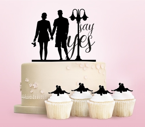 TC0043 Say Yes Lover Cake Cupcake Toppers Acrylique De Mariage Joyeux pour Gâteau Partie Décoration 11 Pièces
