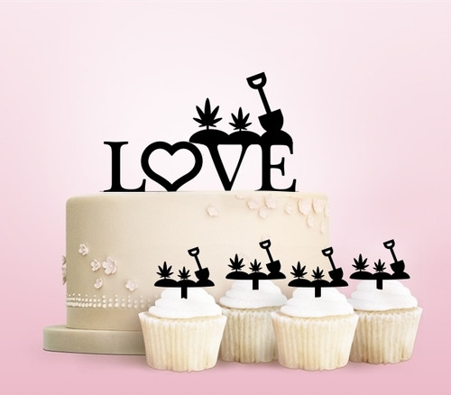 TC0045 Love Garden Cake Cupcake Toppers Acrylique De Mariage Joyeux pour Gâteau Partie Décoration 11 Pièces
