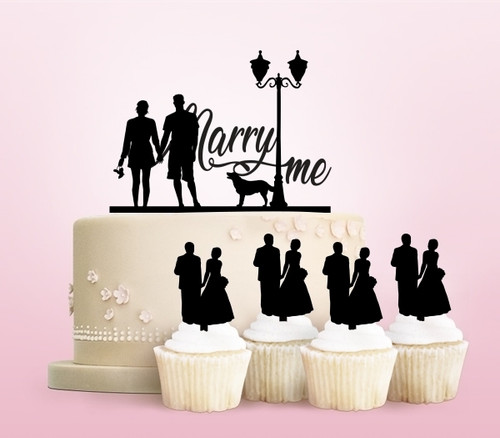 TC0046 Marry Me Marriage Proposal Cake Cupcake Toppers Acrylique De Mariage Joyeux pour Gâteau Partie Décoration 11 Pièces