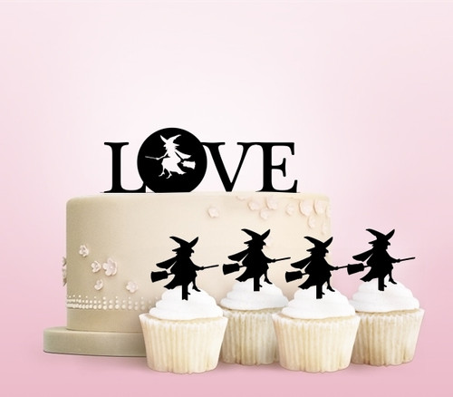 TC0055 Love Halloween Witch Cake Cupcake Toppers Acrylique De Mariage Joyeux pour Gâteau Partie Décoration 11 Pièces