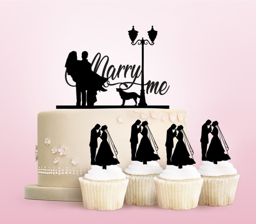 TC0057 Marry Me Family Cake Cupcake Toppers Acrylique De Mariage Joyeux pour Gâteau Partie Décoration 11 Pièces