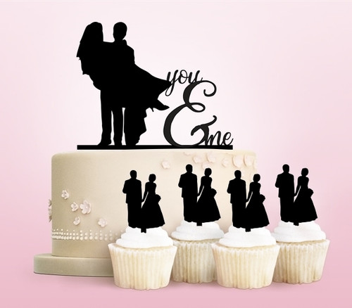 TC0066 You and Me Bride and Groom Cake Cupcake Toppers Acrylique De Mariage Joyeux pour Gâteau Partie Décoration 11 Pièces