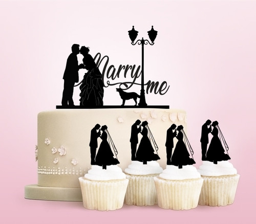 TC0067 Marry Me Bride and Groom Cake Cupcake Toppers Acrylique De Mariage Joyeux pour Gâteau Partie Décoration 11 Pièces