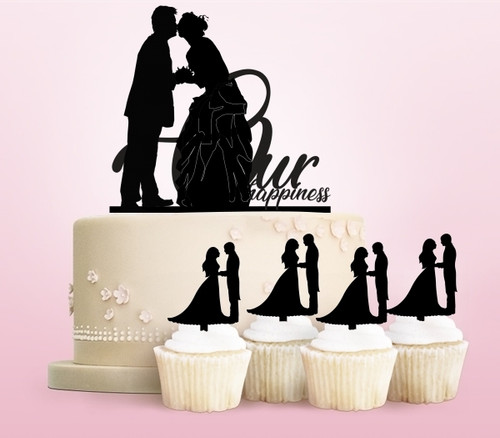TC0068 Our Happiness Marry Bride and Groom Cake Cupcake Toppers Acrylique De Mariage Joyeux pour Gâteau Partie Décoration 11 Pièces