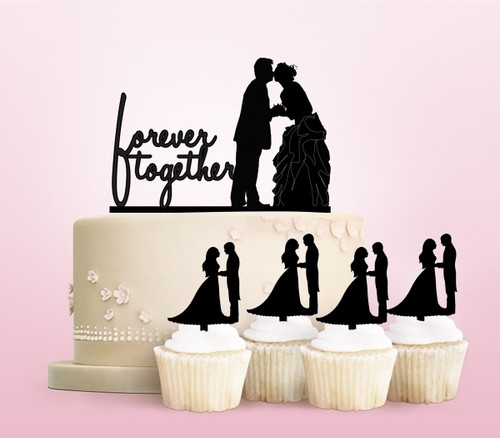 TC0071 Forever Together Marry Cake Cupcake Toppers Acrylique De Mariage Joyeux pour Gâteau Partie Décoration 11 Pièces