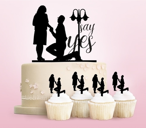 TC0074 Say Yes Propose Cake Cupcake Toppers Acrylique De Mariage Joyeux pour Gâteau Partie Décoration 11 Pièces