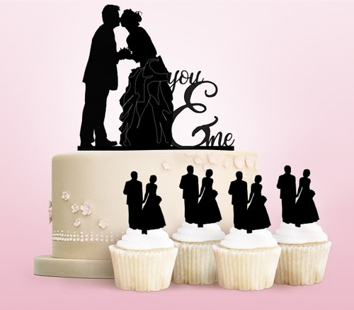 TC0075 You and Me Marry Bride and Groom Cake Cupcake Toppers Acrylique De Mariage Joyeux pour Gâteau Partie Décoration 11 Pièces