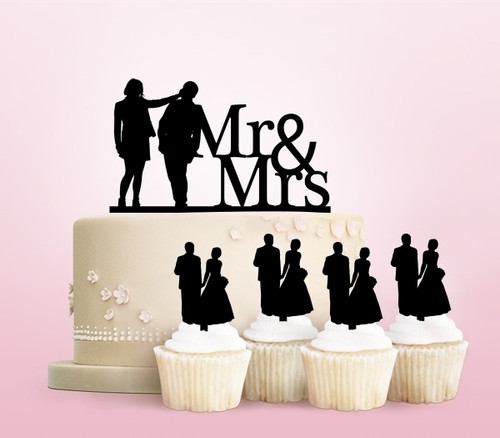 TC0090 Mr and Mrs Romantic Moment Cake Cupcake Toppers Acrylique De Mariage Joyeux pour Gâteau Partie Décoration 11 Pièces