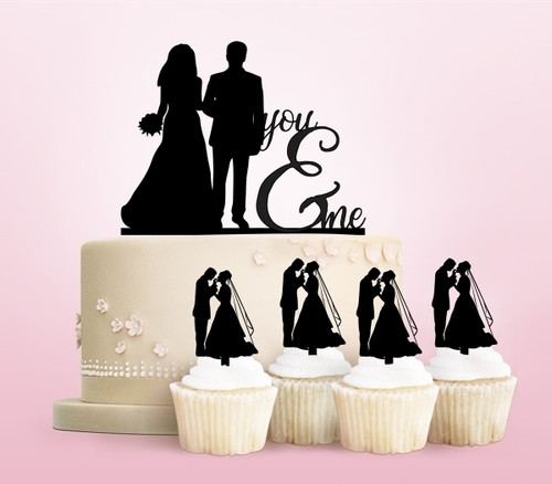 TC0106 You and Me Marry Bride and Groom Cake Cupcake Toppers Acrylique De Mariage Joyeux pour Gâteau Partie Décoration 11 Pièces