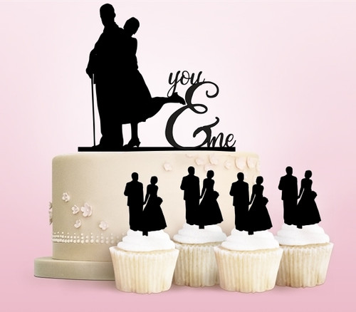 TC0115 You and Me Cake Cupcake Toppers Acrylique De Mariage Joyeux pour Gâteau Partie Décoration 11 Pièces