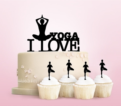 TC0153 I Love Yoga Cake Cupcake Toppers Acrylique De Mariage Joyeux pour Gâteau Partie Décoration 11 Pièces