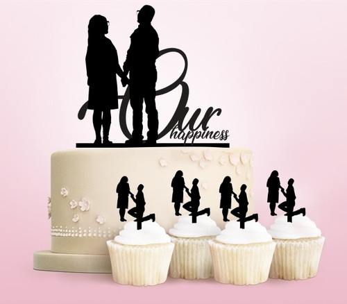 TC0157 Our Happiness Cake Cupcake Toppers Acrylique De Mariage Joyeux pour Gâteau Partie Décoration 11 Pièces