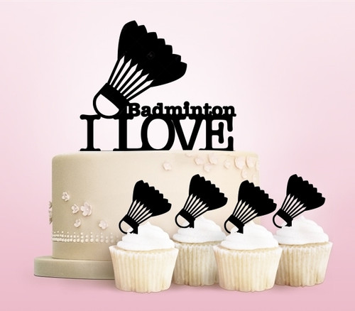 TC0161 I Love Badminton Cake Cupcake Toppers Acrylique De Mariage Joyeux pour Gâteau Partie Décoration 11 Pièces