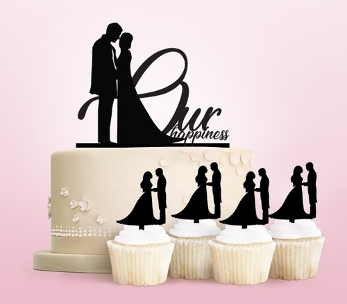 TC0165 Our Happiness Marry Cake Cupcake Toppers Acrylique De Mariage Joyeux pour Gâteau Partie Décoration 11 Pièces