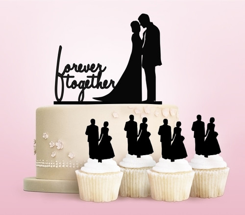 TC0168 Forever Together Marry Cake Cupcake Toppers Acrylique De Mariage Joyeux pour Gâteau Partie Décoration 11 Pièces
