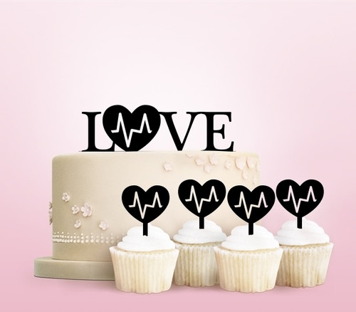 TC0216 Love Heart Cake Cupcake Toppers Acrylique De Mariage Joyeux pour Gâteau Partie Décoration 11 Pièces