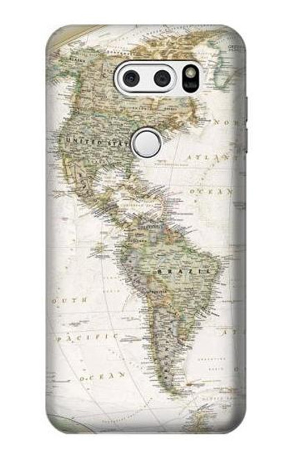 S0604 World Map Etui Coque Housse pour LG V30, LG V30 Plus, LG V30S ThinQ, LG V35, LG V35 ThinQ