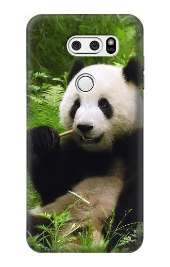 S1073 Panda Enjoy Eating Etui Coque Housse pour LG V30, LG V30 Plus, LG V30S ThinQ, LG V35, LG V35 ThinQ