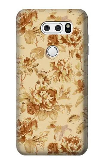 S2180 Flower Floral Vintage Pattern Etui Coque Housse pour LG V30, LG V30 Plus, LG V30S ThinQ, LG V35, LG V35 ThinQ