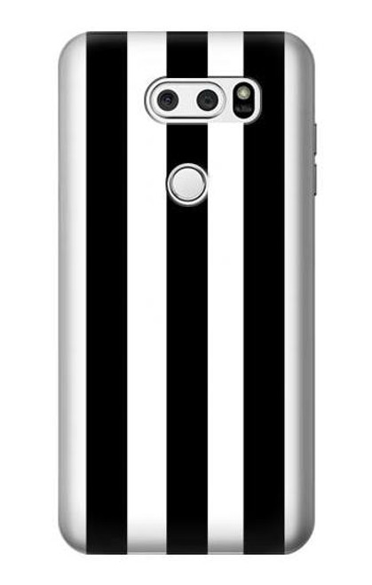 S2297 Black and White Vertical Stripes Etui Coque Housse pour LG V30, LG V30 Plus, LG V30S ThinQ, LG V35, LG V35 ThinQ