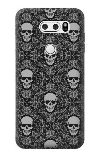 S2371 Skull Vintage Monochrome Pattern Etui Coque Housse pour LG V30, LG V30 Plus, LG V30S ThinQ, LG V35, LG V35 ThinQ