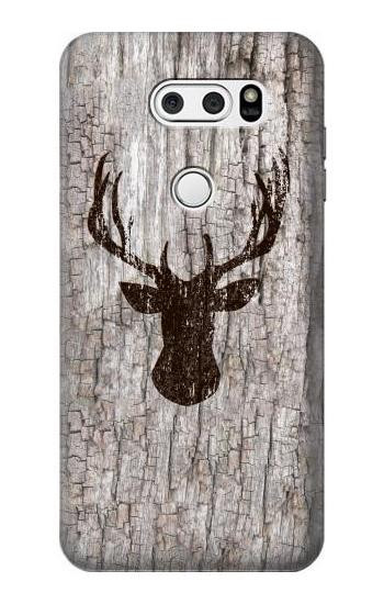 S2505 Reindeer Head Old Wood Texture Graphic Etui Coque Housse pour LG V30, LG V30 Plus, LG V30S ThinQ, LG V35, LG V35 ThinQ
