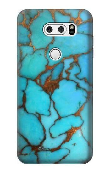 S2685 Aqua Turquoise Gemstone Graphic Printed Etui Coque Housse pour LG V30, LG V30 Plus, LG V30S ThinQ, LG V35, LG V35 ThinQ