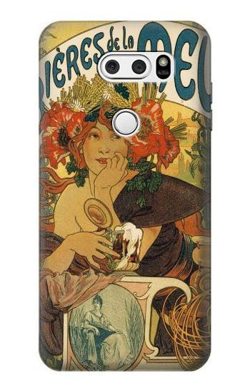 S2740 Alphonse Mucha Bieres De La Muse Etui Coque Housse pour LG V30, LG V30 Plus, LG V30S ThinQ, LG V35, LG V35 ThinQ