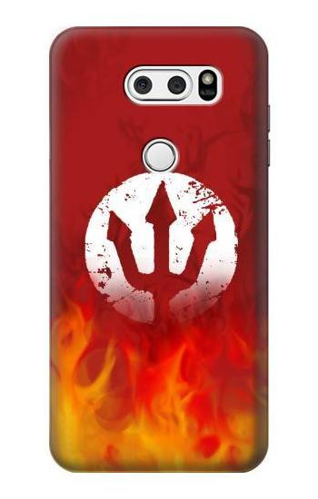 S2803 Fire Red Devil Spear Symbol Etui Coque Housse pour LG V30, LG V30 Plus, LG V30S ThinQ, LG V35, LG V35 ThinQ