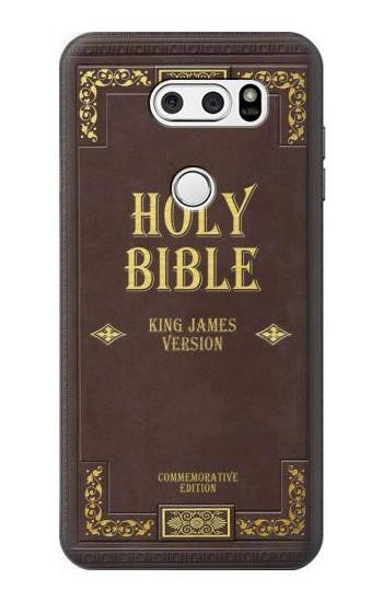 S2889 Holy Bible Cover King James Version Etui Coque Housse pour LG V30, LG V30 Plus, LG V30S ThinQ, LG V35, LG V35 ThinQ