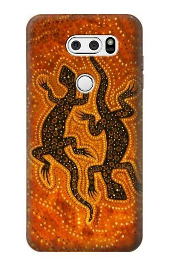 S2901 Lizard Aboriginal Art Etui Coque Housse pour LG V30, LG V30 Plus, LG V30S ThinQ, LG V35, LG V35 ThinQ