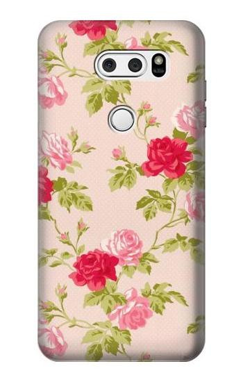 S3037 Pretty Rose Cottage Flora Etui Coque Housse pour LG V30, LG V30 Plus, LG V30S ThinQ, LG V35, LG V35 ThinQ