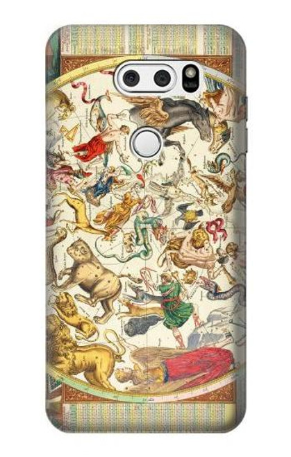 S3145 Antique Constellation Star Sky Map Etui Coque Housse pour LG V30, LG V30 Plus, LG V30S ThinQ, LG V35, LG V35 ThinQ